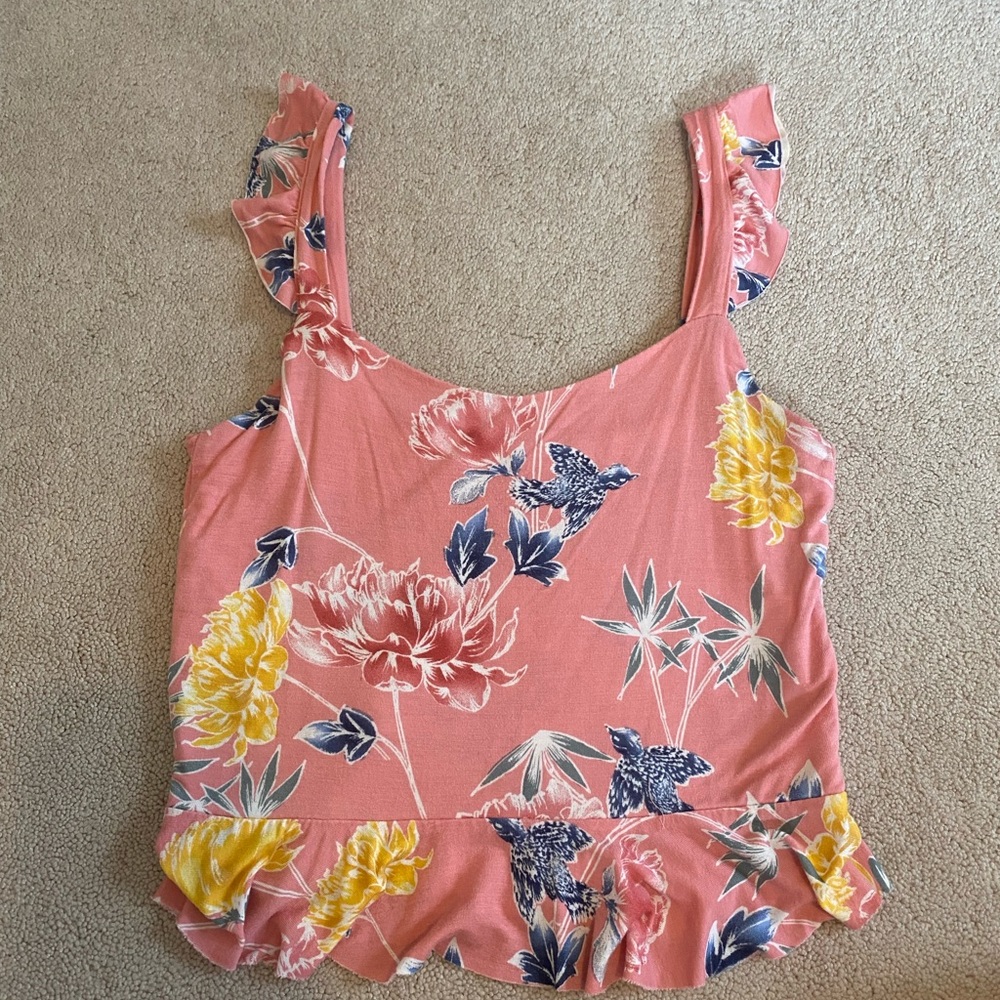 Floral Print Cropped Tank Top